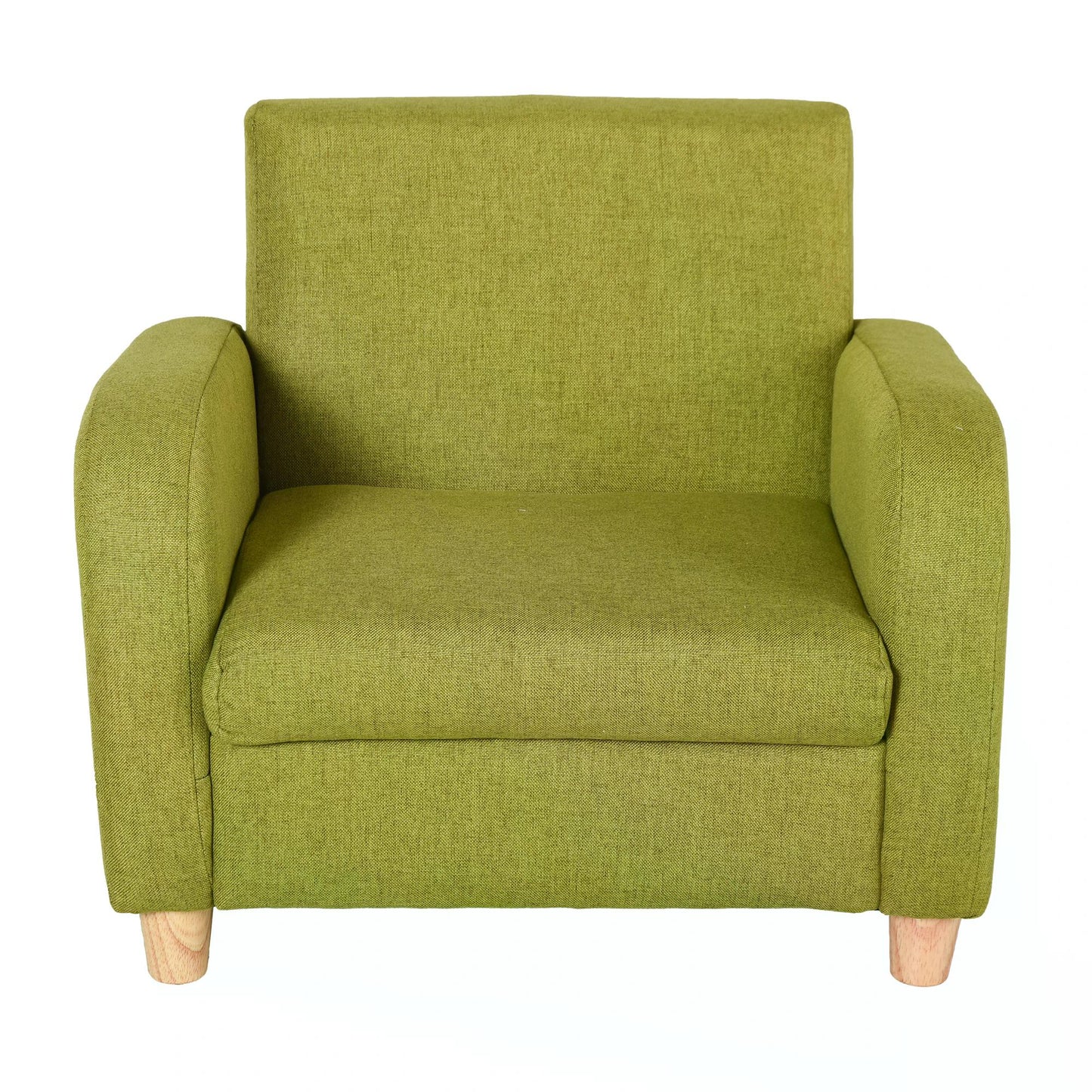 Childrens Armchair, Toddlercouch, Wood Frame, Linen Armchair - Green