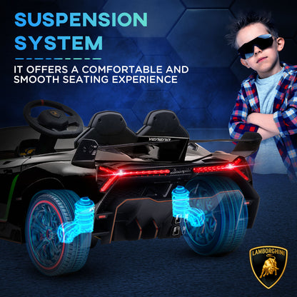 Lamborghini Veneno Licensed 12V Kids Electric Ride on Car w/ Portable Battery, Powered Electric Car w/ Bluetooth Black