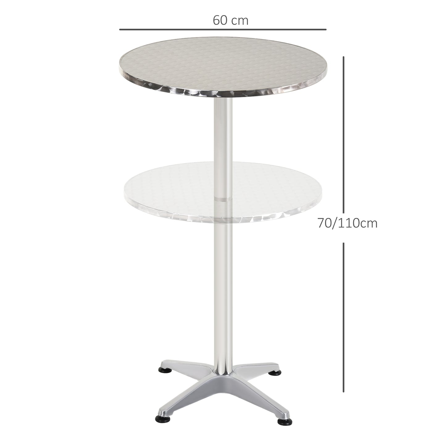 Adjustable Aluminium Bar Table-Silver