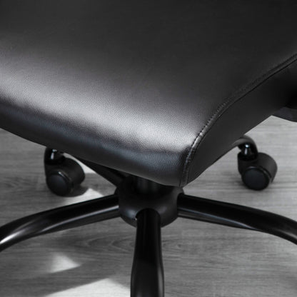 High Back Desk Chair, Black Leather Desk Chair with Adjustable Height, Armrests, Swivel Wheels