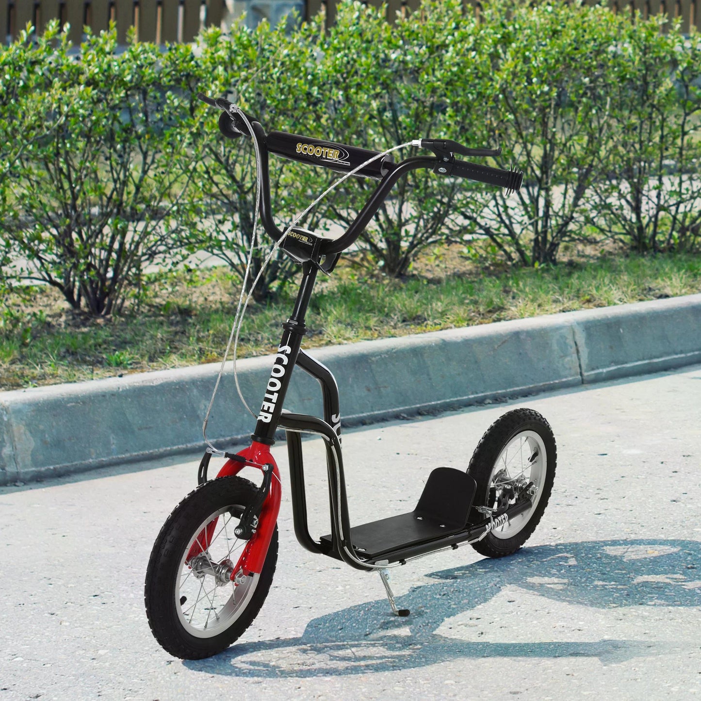 HOMCOM Bicycle Scooter, Kick Scooter for Kids, Big Wheel, Steel Height Adjustable Black/Red 