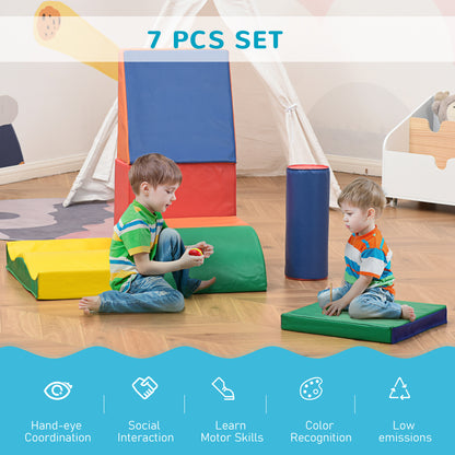 7 Pc Soft Play Blocks Kids Climb and Crawl Gym Toy Foam Building and Stacking Blocks Non-Toxic Educational Software