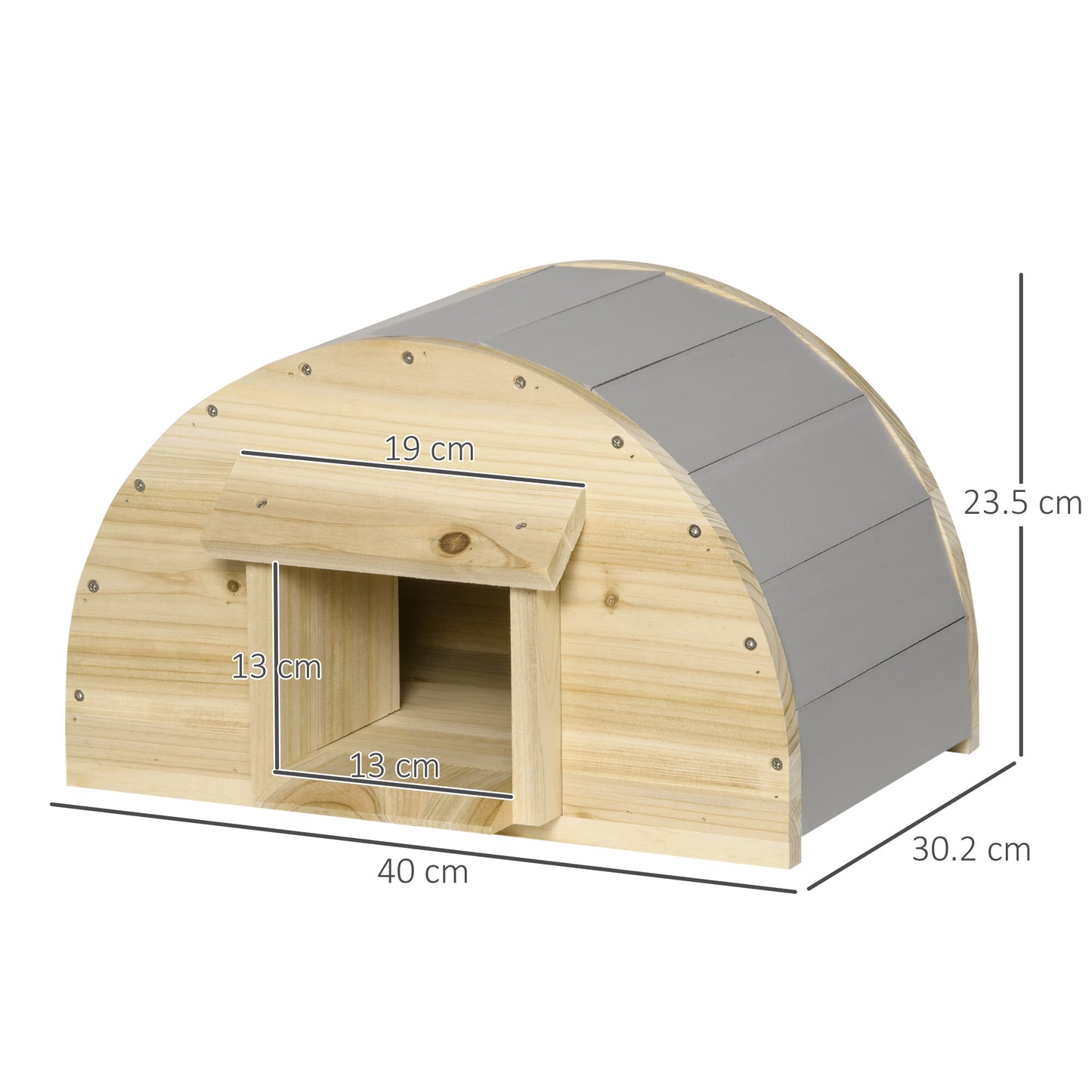 Hedgehog Home, Wooden, Small Animal Shelter Hibernation Home, with 2 Doors, for Garden, 40 x 30.2 x 23.5 cm, Natural