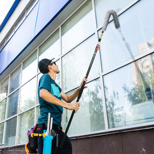 HOMCOM Extendable Feather Duster with Telescopic Pole 3.5m/11.5ft, Microfiber Duster Cleaning Kit with Bendable Head 