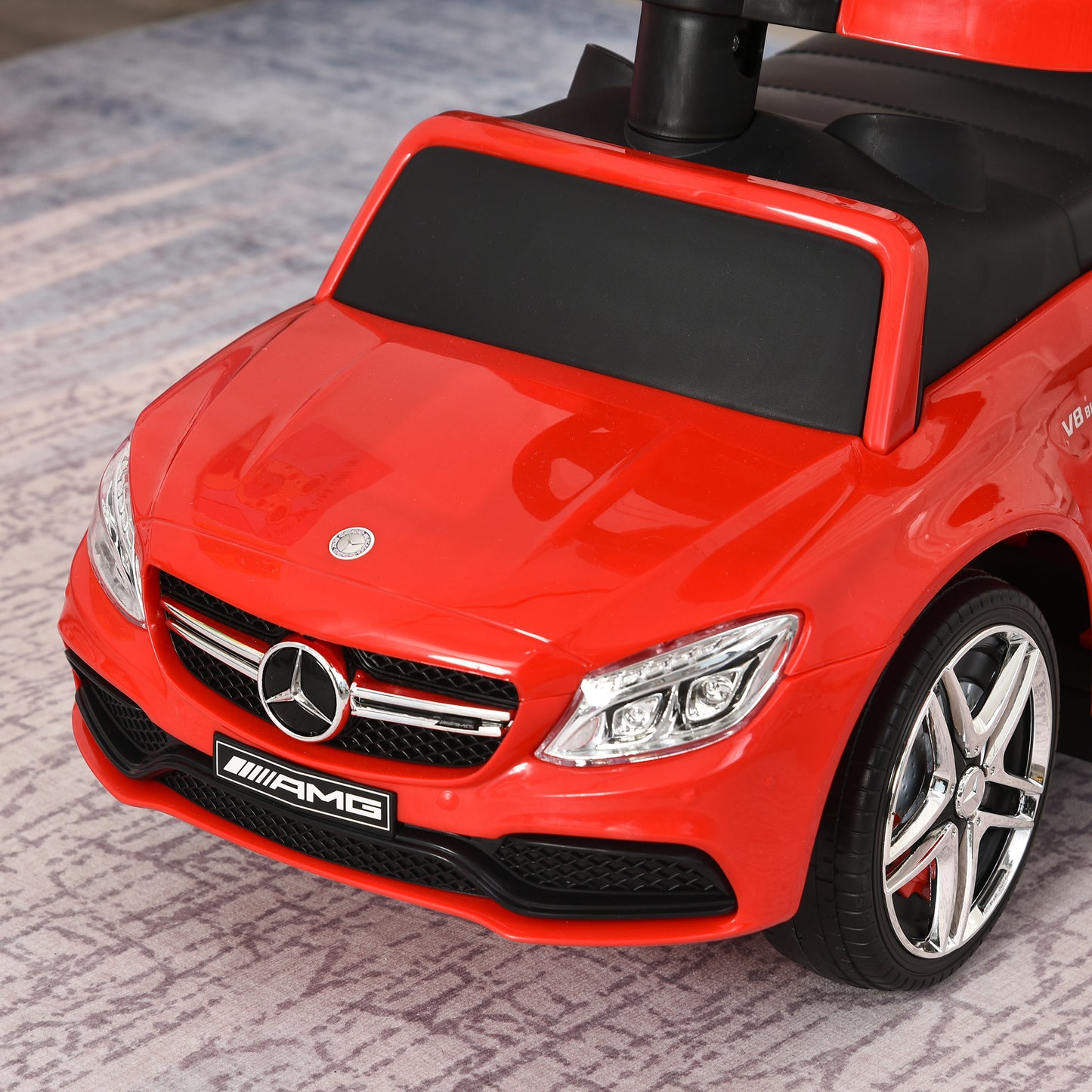 3 in 1 Ride on Push Car Mercedes Benz for Toddlers Stroller Sliding Walking Car with Sun Canopy