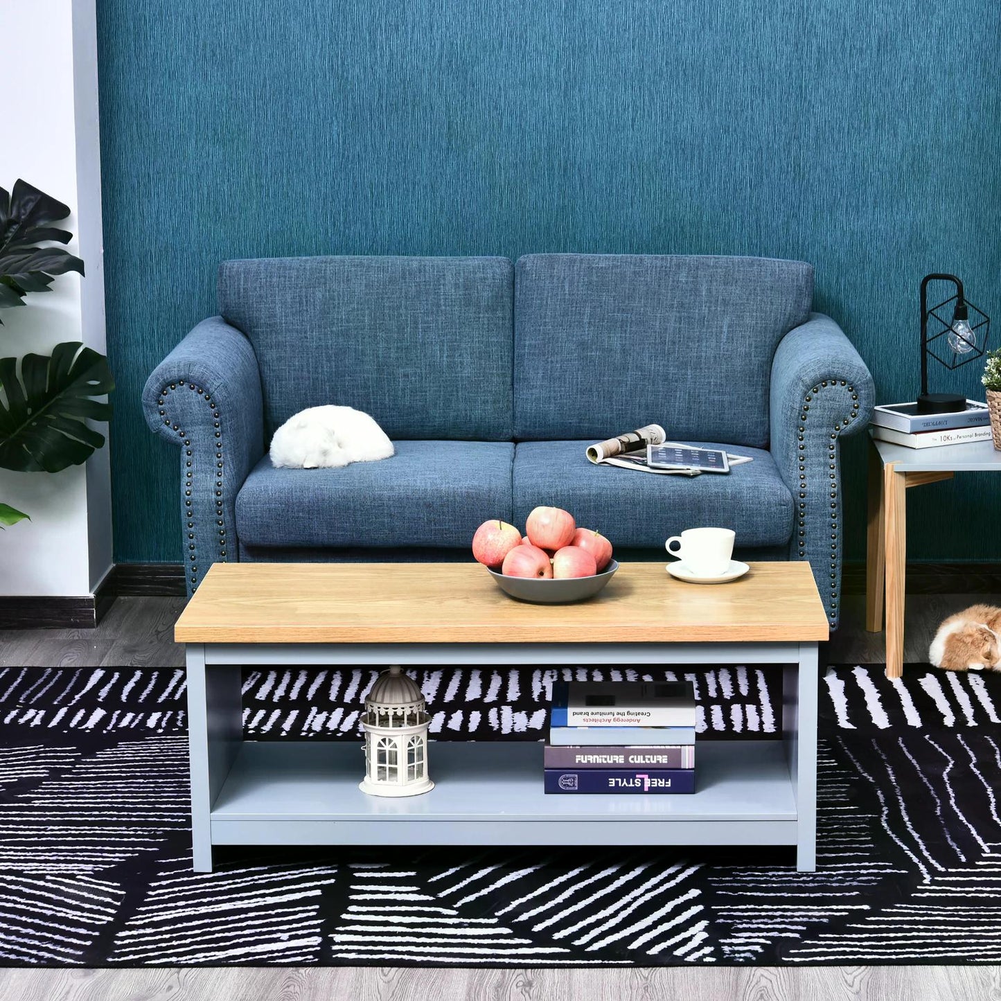 Rectangular Coffee Table, Rustic Oak, MDF Rustic Grey