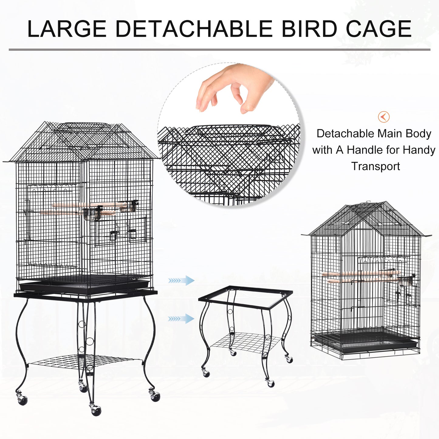 Bird Cage Pet Finch Perch Macaw Cockatiel Feeder Play House Stand