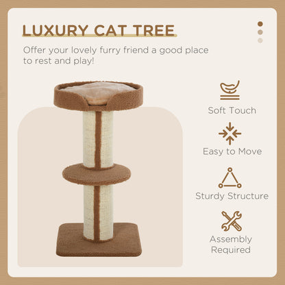 81cm Cat Tree Kitten Activity Center Tower Sisal Scratching Posts Lamb Cashmere Perches Light Brown