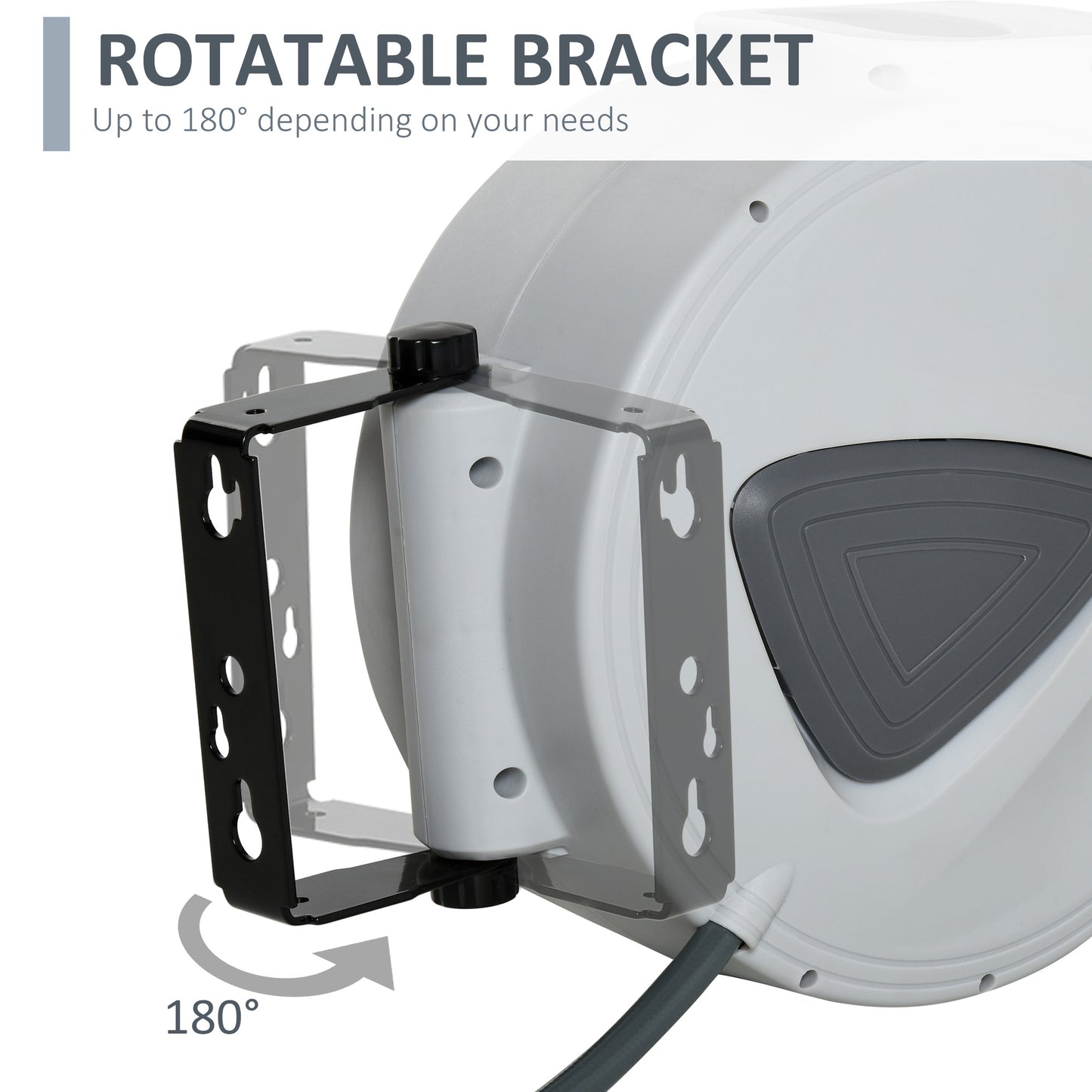 Retractable Air Hose Reel 10m+90cm (Hose Diameter 3/8" 9.5mm), Hose Connector 1/4" BSP, Wall Mount Auto Rewind Hose-Reel