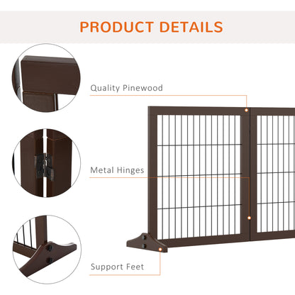 Dog Safety Gate, 3 Panel, Pine Frame Indoor Foldable Dog Barrier w/Supporting Foot Dividing Line