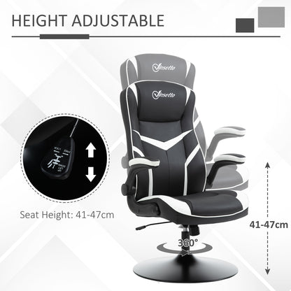 Ergonomic Game Chair, without Wheels, with Adjustable Height Pedestal Base, Leather