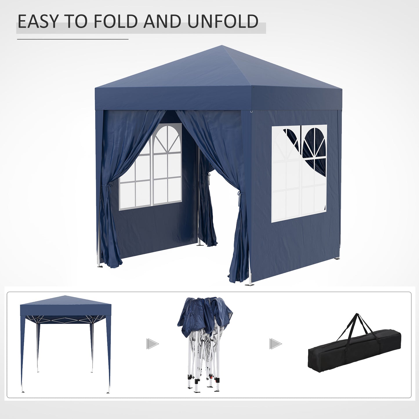 Pop Up Gazebo, 2x2 m-Blue