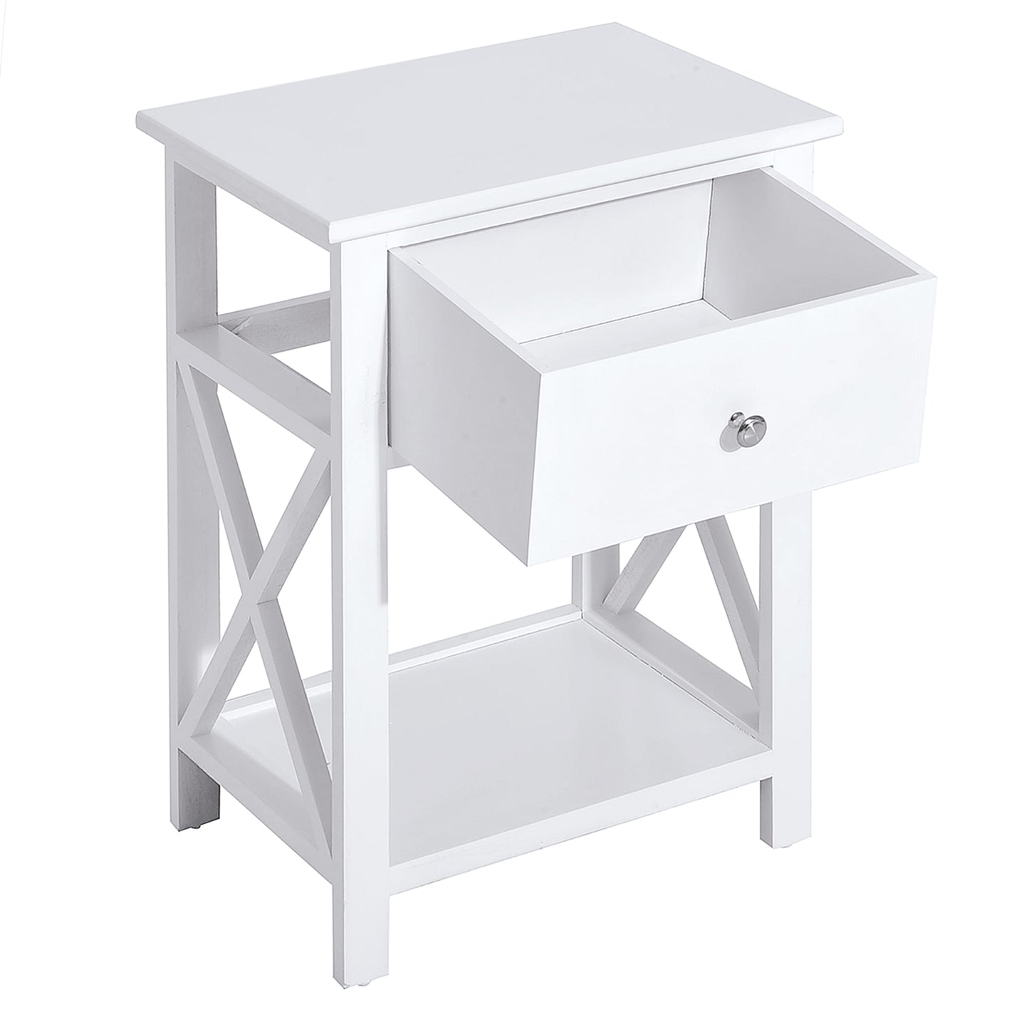 Plant Holder Table, 40Lx30Wx55H cm End Table-White