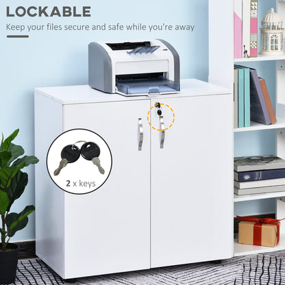 Lockable Filing Cabinet Particle Board 2-Tier White