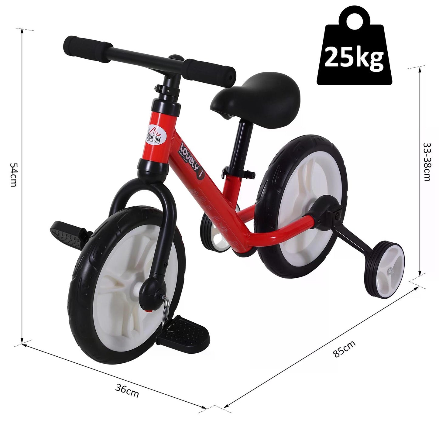 PP Toddlers Removable Stabiliser Balance Bike Red