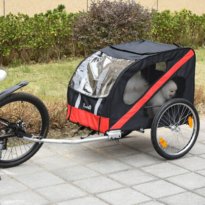 PawHut Aosom Dog Bike Trailer Pet Stroller Cart Bicycle Wagon Cargo Carrier Attachment for Travel Black and Red 