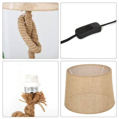 Bedside Reading Lamps, Hemp Rope Linen Shade Table Lamp Beige