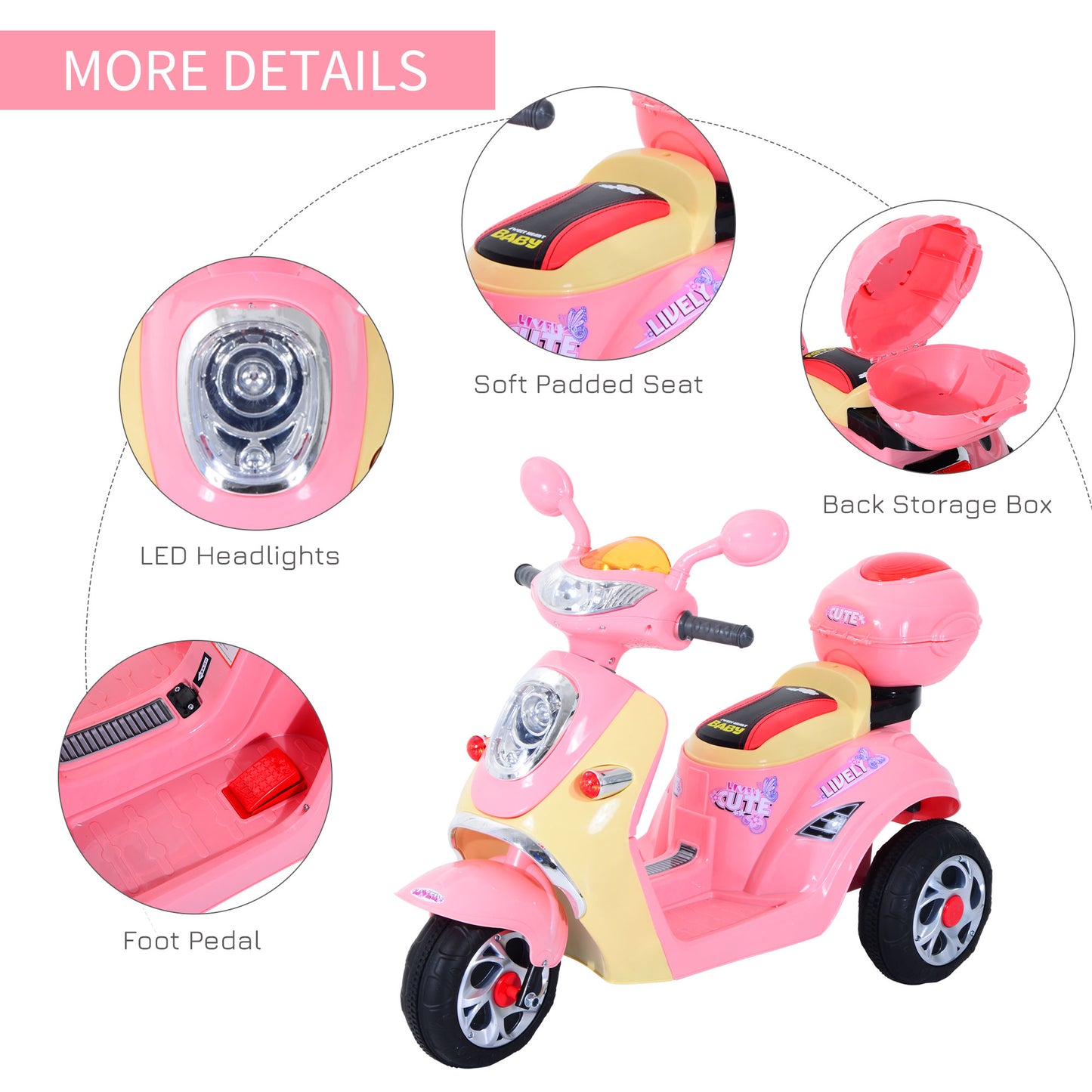 Electric Ride on Motorcycle-Pink