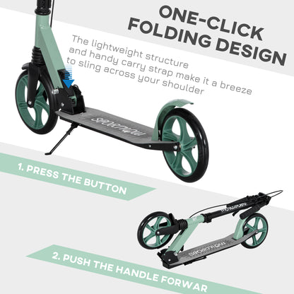 Kick Scooter, Foldable, w/ Adjustable Handlebar, with Kickstand, Dual Brake System, Shock Absorber, 200mm Wheels