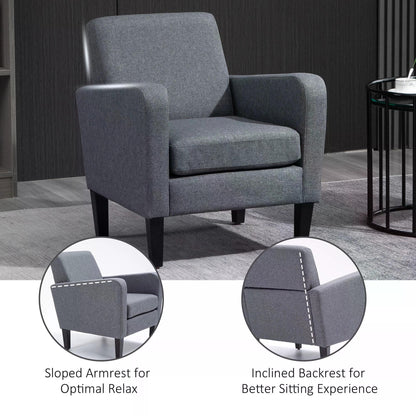 Modern Fabric Accent Chiar Club Armchair Sofa with Padded Seat,Light Grey