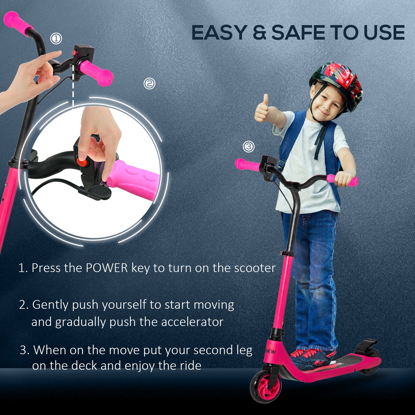 Pink Electric Scooter, 120W Motor E-Scooter w/ Battery Display, Adjustable Height, Rear Brake for Ages 6+ Years