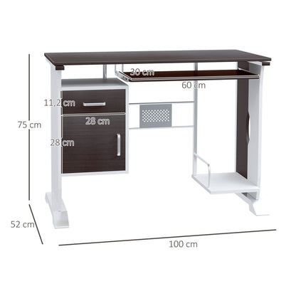 Computer Desk with Sliding Keyboard Tray Storage Drawers and Host Box Shelf Home Office Workstation (Black walnut)