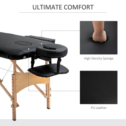 Portable Folding Massage Table, 2 Sections-Black