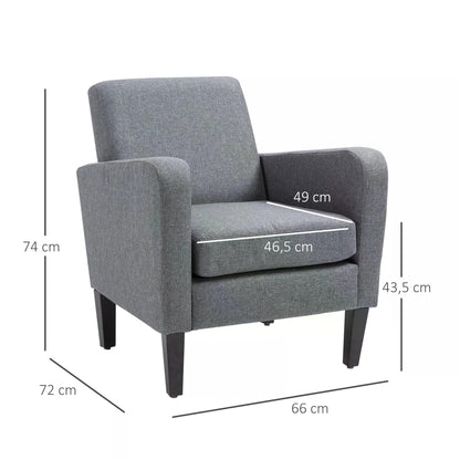 Modern Fabric Accent Chiar Club Armchair Sofa with Padded Seat,Light Grey