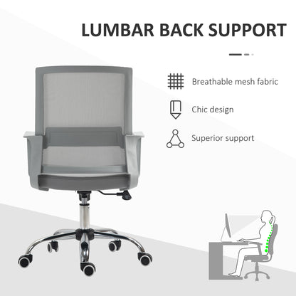 Ergonomic Desk Chair Mesh Office Chair with Adjustable Height Armrest and 360° Swivel Castor Wheels Grey  Aosom Irealnd