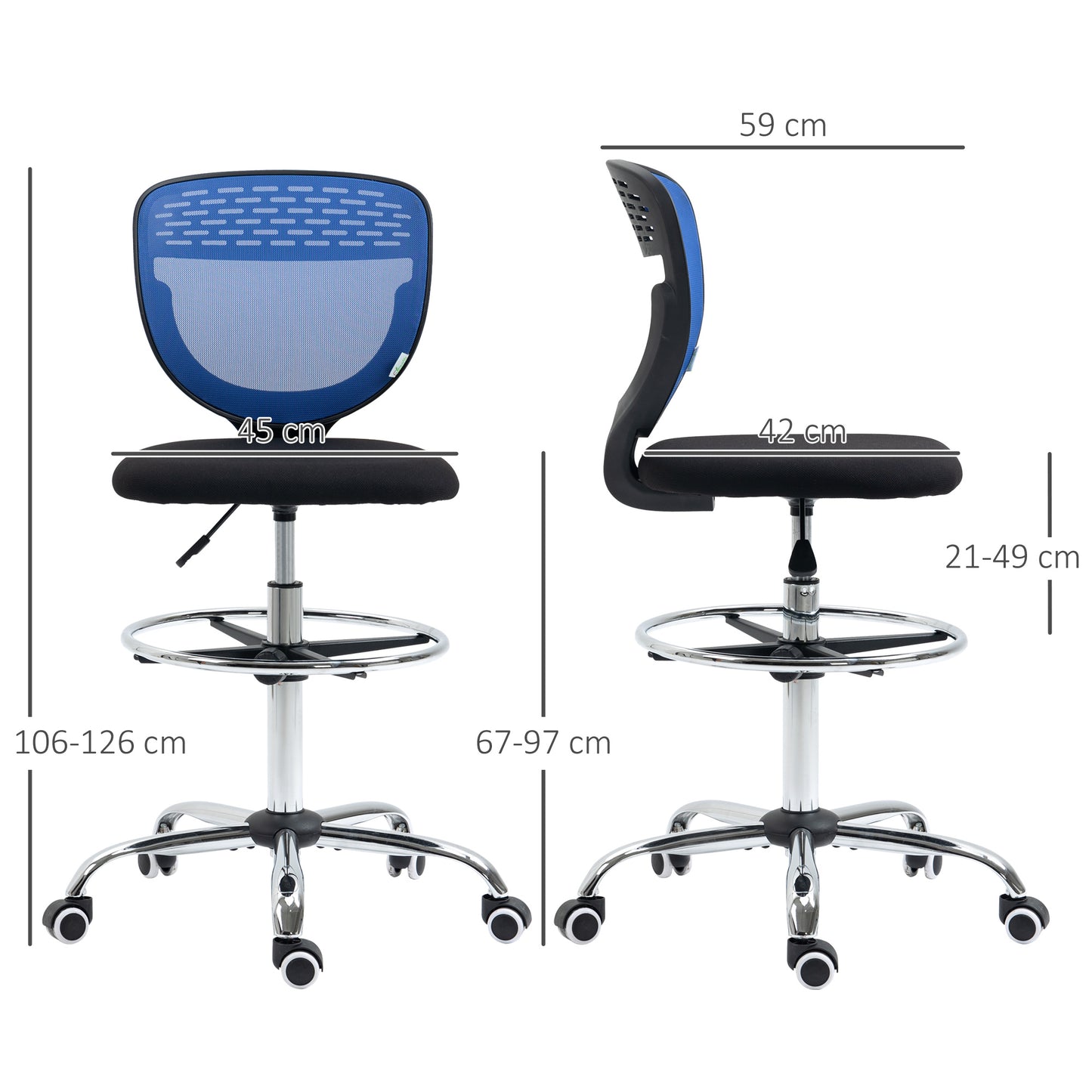 Standing Desk Chair, with Lumbar Support, Dark Blue