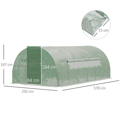 Large Walk-In Greenhouse Plant Gardening Tunnel Hot House W/ Metal Hinged Door Galvanised Steel Frame & Mesh Windows (3 x 6M)