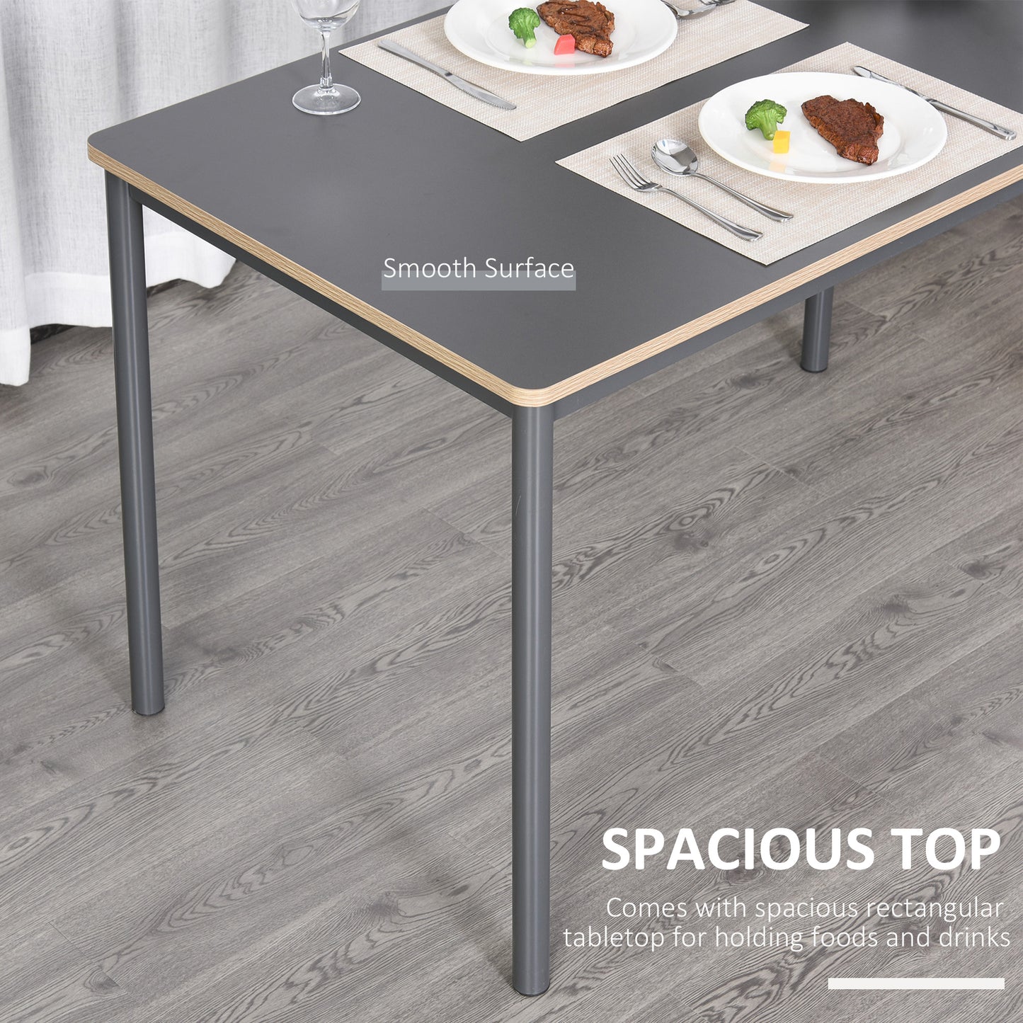 Grey Dining Table, Steel Frame MDF-Top