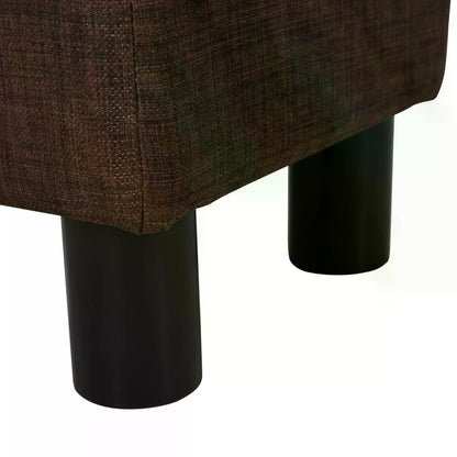 Ottoman Stool Seat, Low Footstool, Footrest, w/ 4 Plastic Legs, Linen, Wooden Frame, Dark Brown