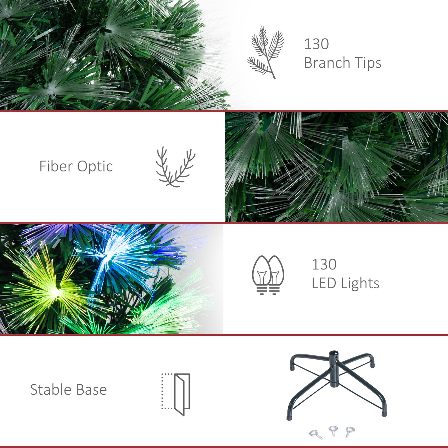 4ft Tall Artificial Tree Fiber Optic Colorful LED Pre-Lit Holiday Home Christmas Decoration with Flash Mode, Green