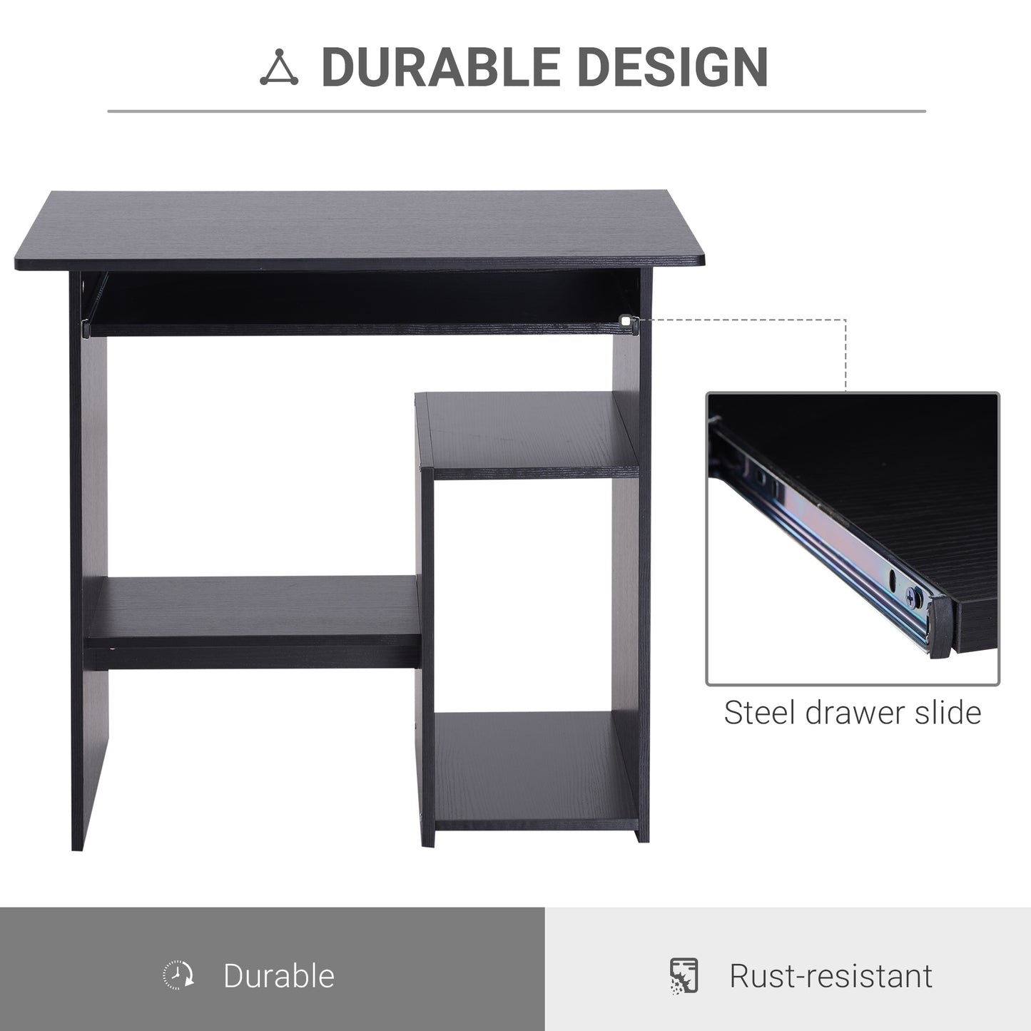 Homcom Wooden Computer Table, Keyboard Tray Storage Shelf Corner Office Desk Study Desks Work From Home Desk