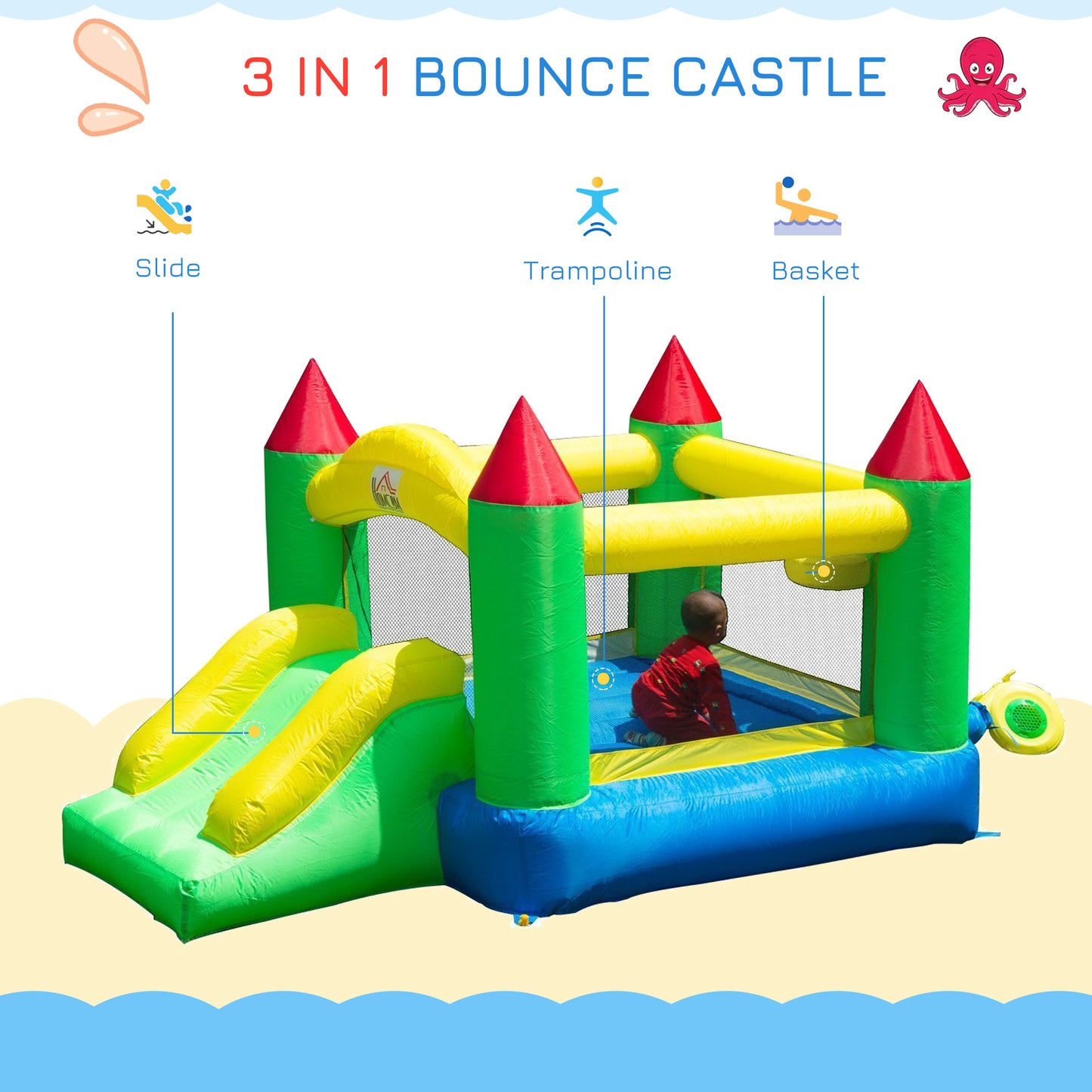 Inflatable Kids Bounce Castles House Jumper w/ Blower