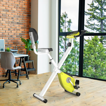 HOMCOM Foldable Exercise Bike, Steel Manual Resistance Exercise Bike w/ LCD Monitor spin exercise bike Yellow 