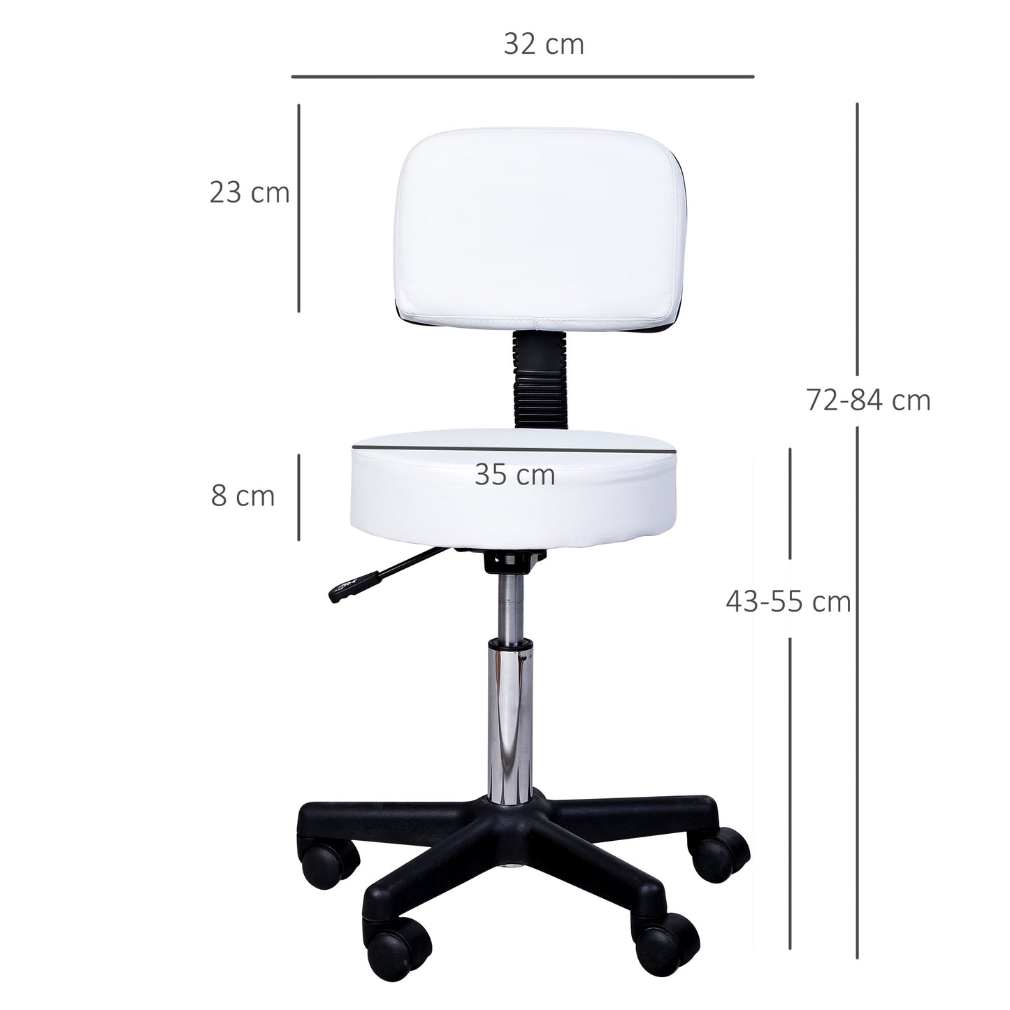 Massage Beauty Salon Spa Chair Stool Swivel Gas Lift Manicure Tattoo Stools Chair White