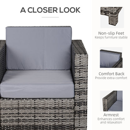 Rattan Outdoor Garden Single Sofa Armchair Grey