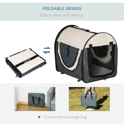 Small Dog Carrier, Folding Fabric Soft 46Lx36Wx41Hcm-Grey