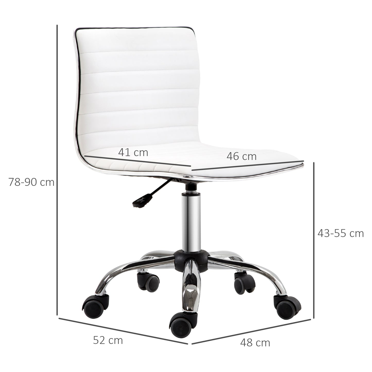 Swivel Office Chair Mid-Back Adjustable with PU Leather and Chrome Base-White