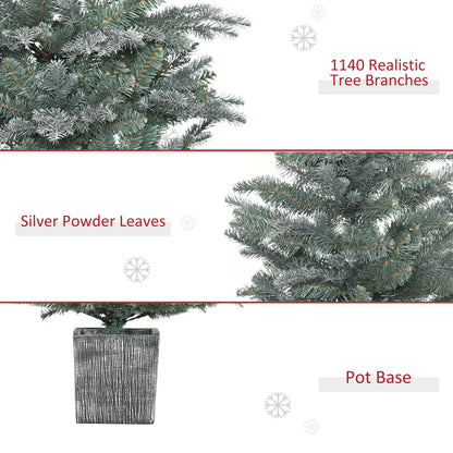 5ft Christmas Tree Snowy with Realistic Branches, Pot Stand and 1140 Tips, Xmas Decoration, Green