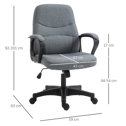 Grey Desk Chair, Two-point Vibration Massage, Linen, Rocking Function,  360° Swivel, Adjustable Height