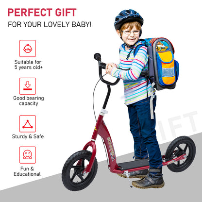 Bicycle Scooter, Kick Scooter for Kids, Big Wheel, 12" Tyres -Red