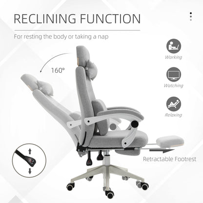 Polyester Ergonomic Neck & Back Support Office Chair Wheels Chair Computer Chair Home Office Chair Ergonomic Chair Grey