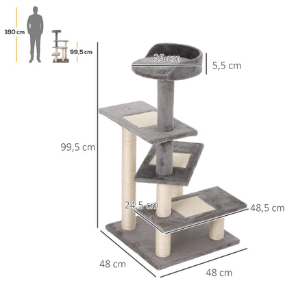 101cm Cat Tree Cat Tower Scratching Post Climbing Tree for Kitten Portable Activity Center Beige Grey