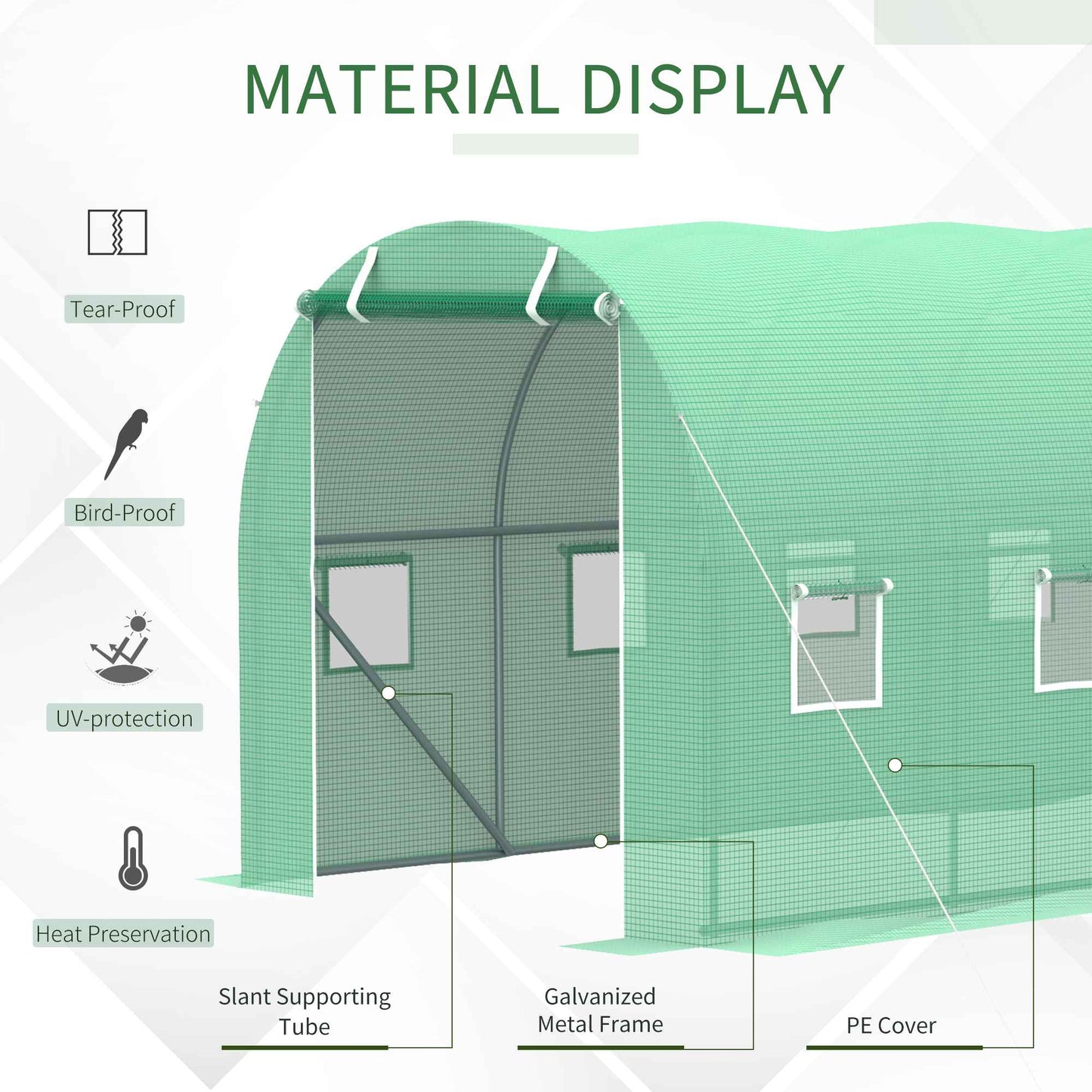 Walk in Polytunnel Outdoor Garden Greenhouse with Windows and Doors (4 x 2M) Plant Flower