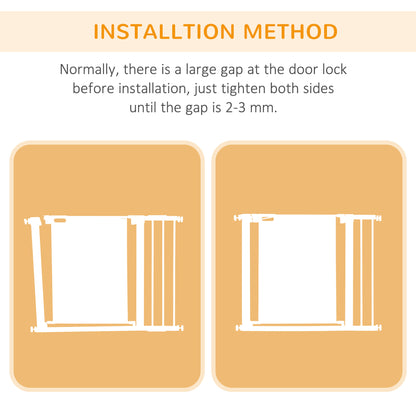 Dog Barrier for House, Dog Safety Gate for Doorways and Staircases, w/ Auto Closing Door, w/ Double Locking - White