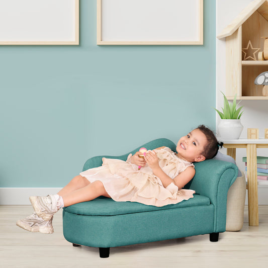 HOMCOM Toddlercouch, Kids Sofa, Armchair Lounge Seater with Storage Compartment Light Blue 