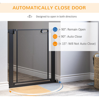 Dog Safety Gate, for Hallways, Staircases, Doors w/ Automatic Closing Door - Black